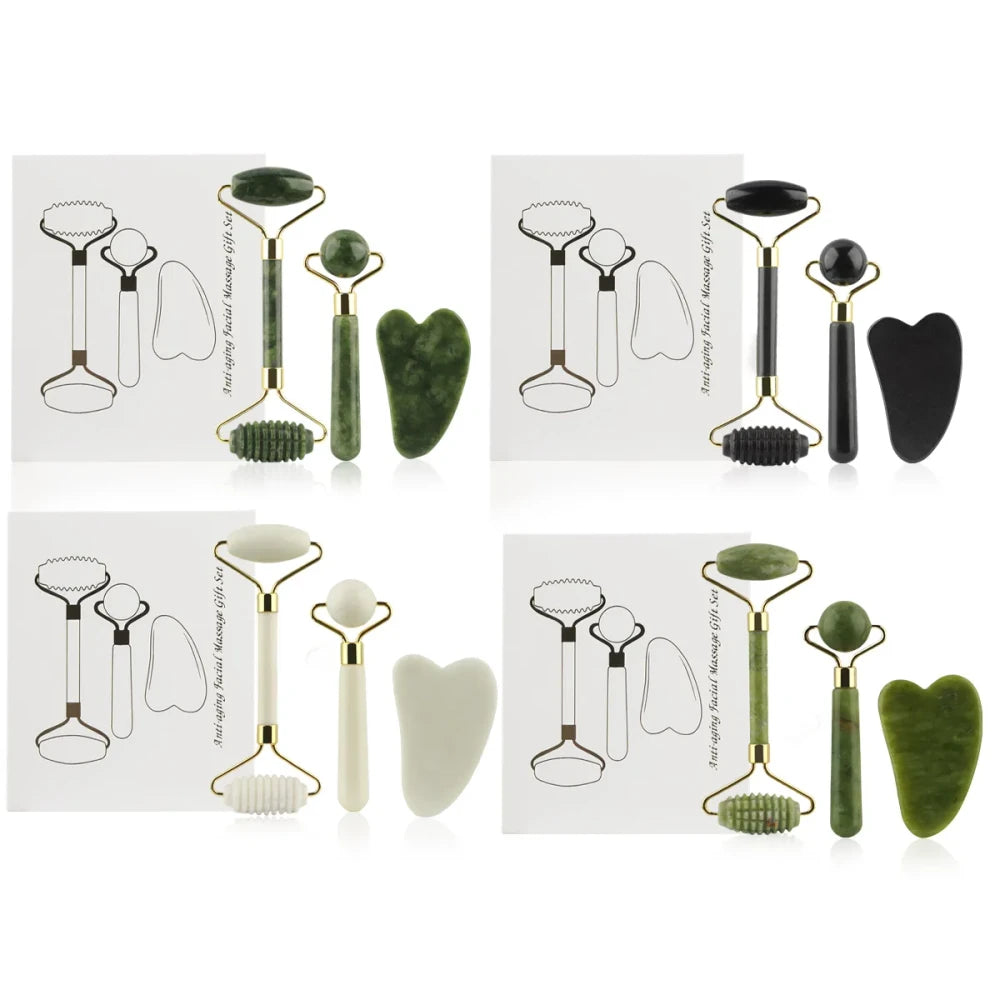 Jade Facial Roller and Gua Sha Set