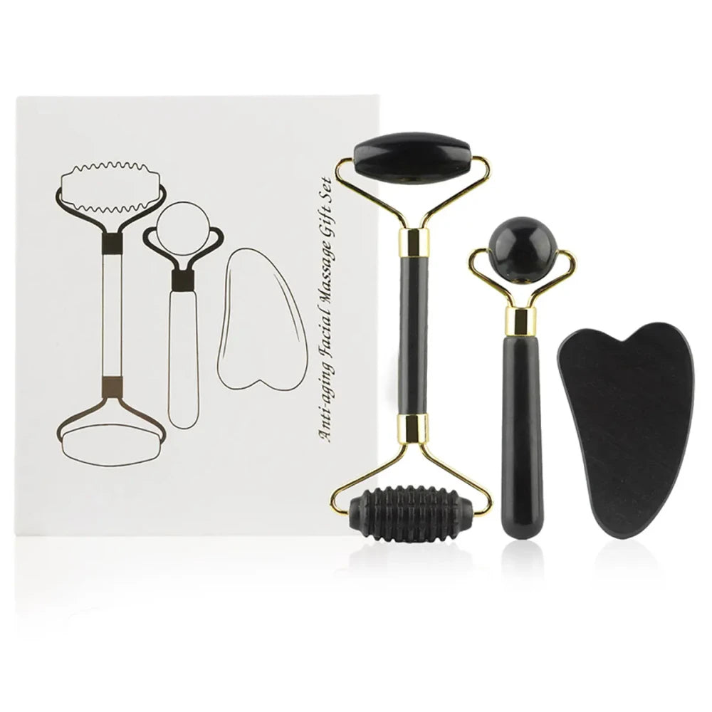 Jade Facial Roller and Gua Sha Set