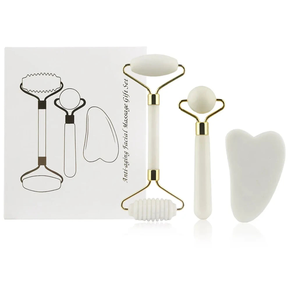 Jade Facial Roller and Gua Sha Set