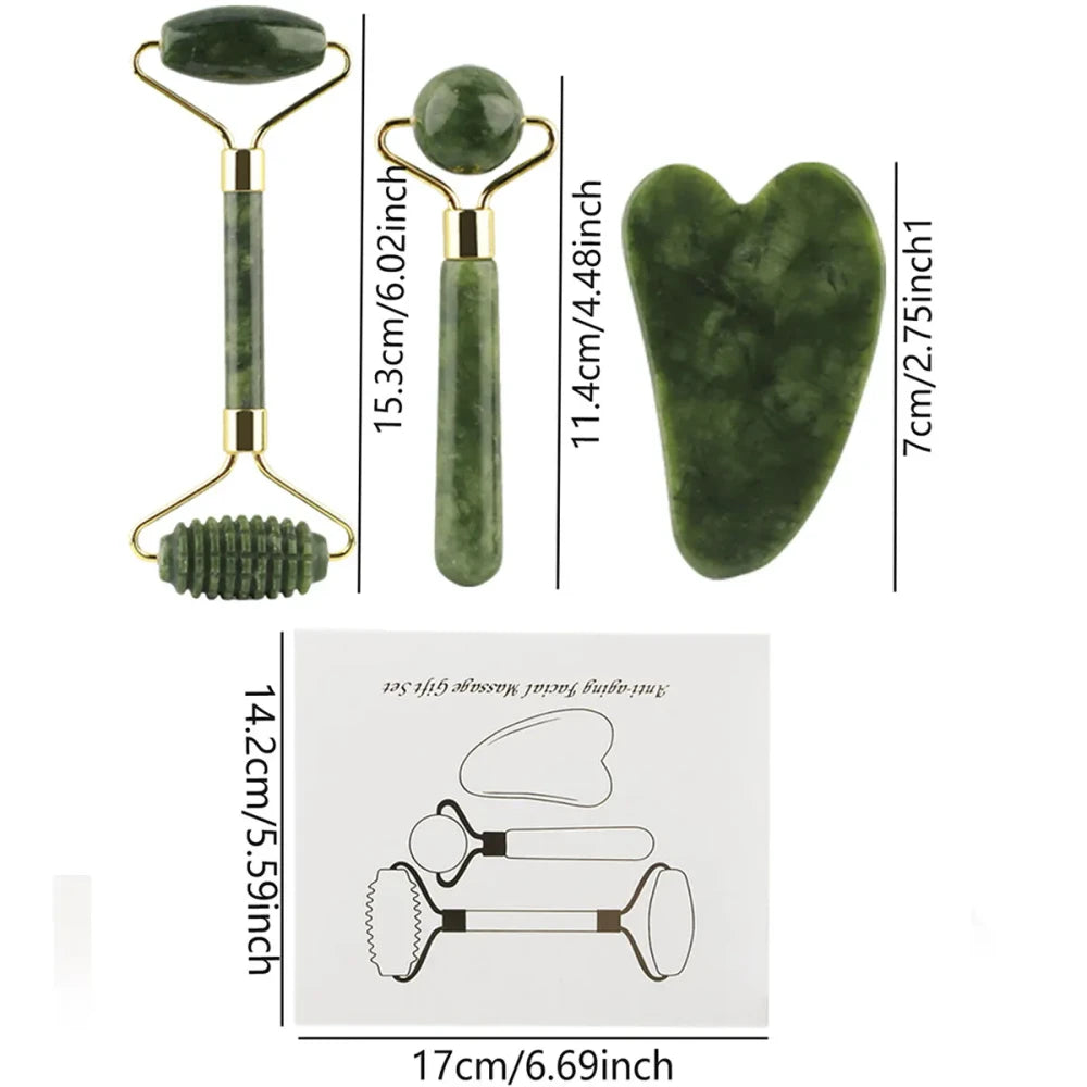 Jade Facial Roller and Gua Sha Set