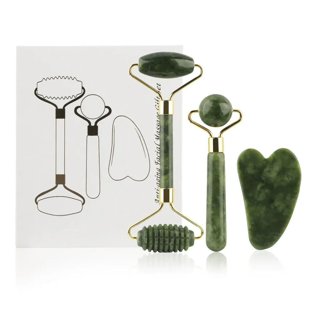 Jade Facial Roller and Gua Sha Set