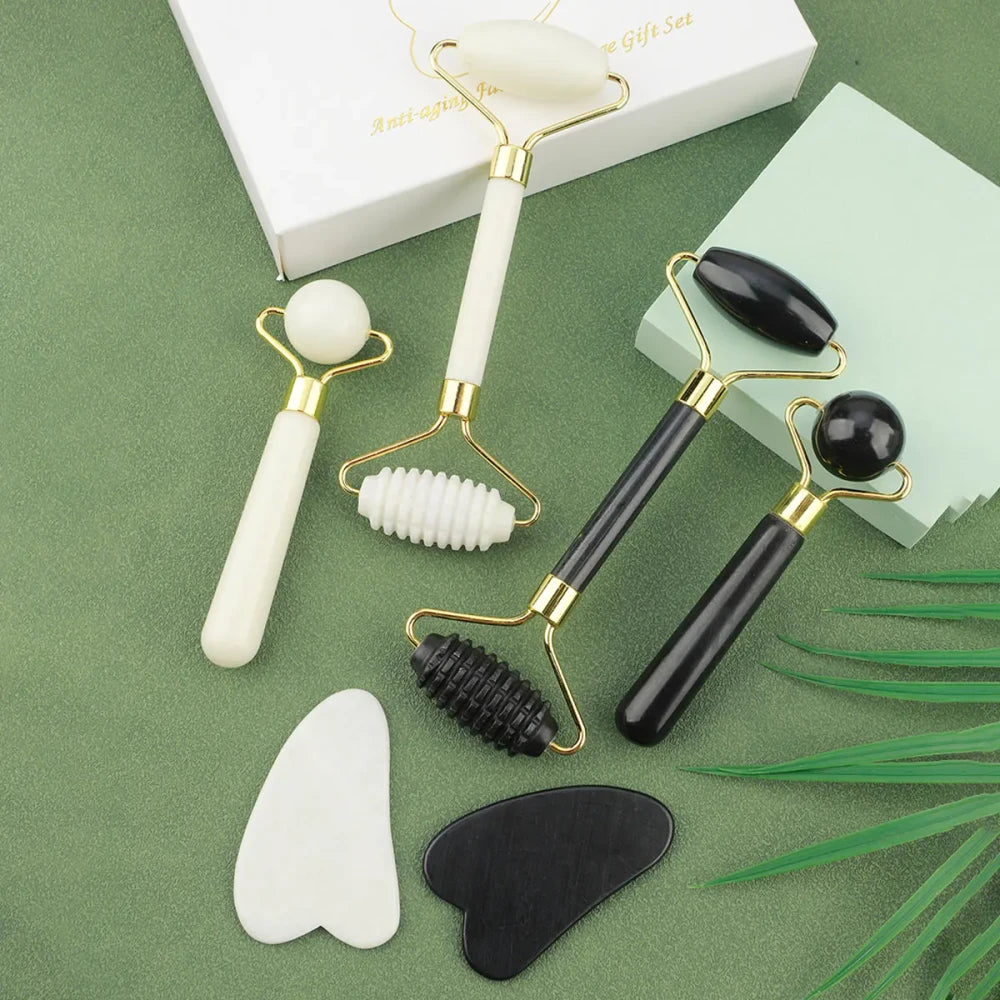 Jade Facial Roller and Gua Sha Set
